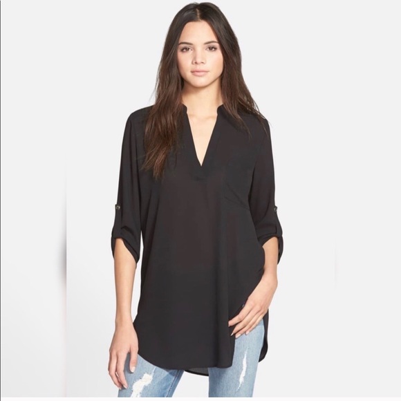 LUSH Black Perfect Henley 3/4 Sleeve Tunic - Picture 2 of 2